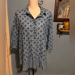 Coldwater Creek, Blue Lattice, Beach, Coverup